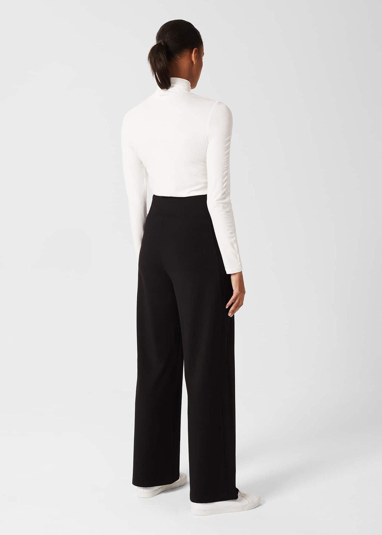 Dana Wide Leg Jersey Trousers, Black, hi-res