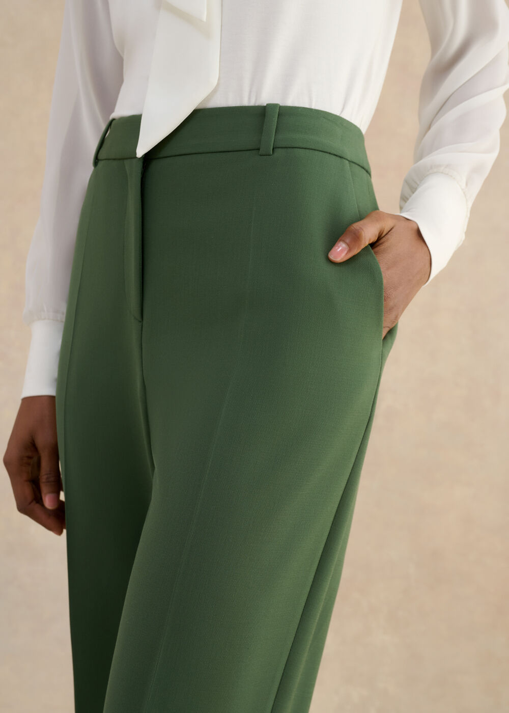 Bess Wide Leg Trousers, Khaki, hi-res