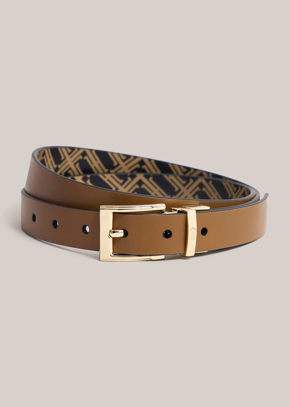 Pauline Leather Reversible Belt, Black Camel, hi-res