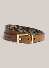 Pauline Leather Reversible Belt, Black Camel, hi-res
