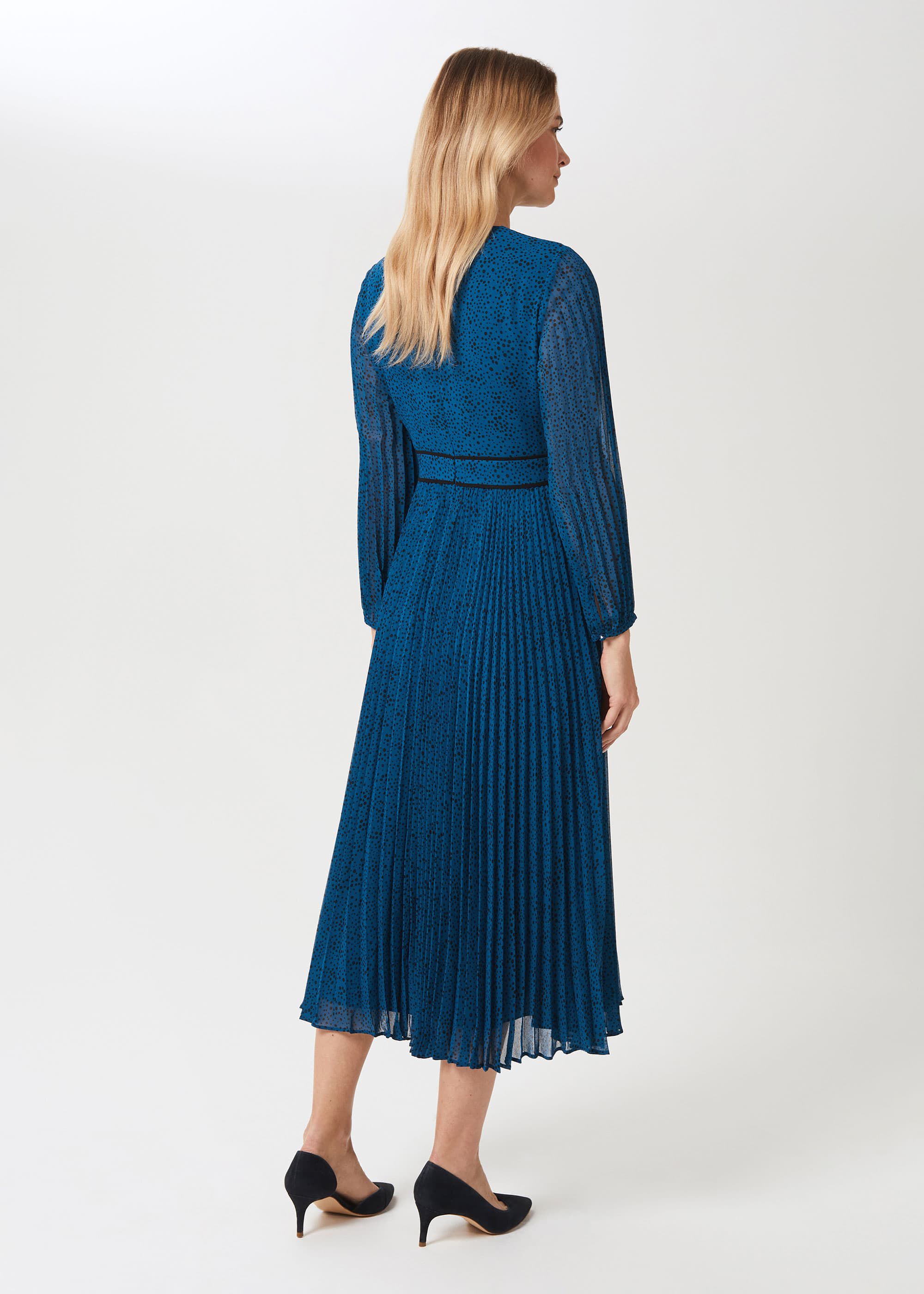 Isabella Spot Pleated Midi Dress