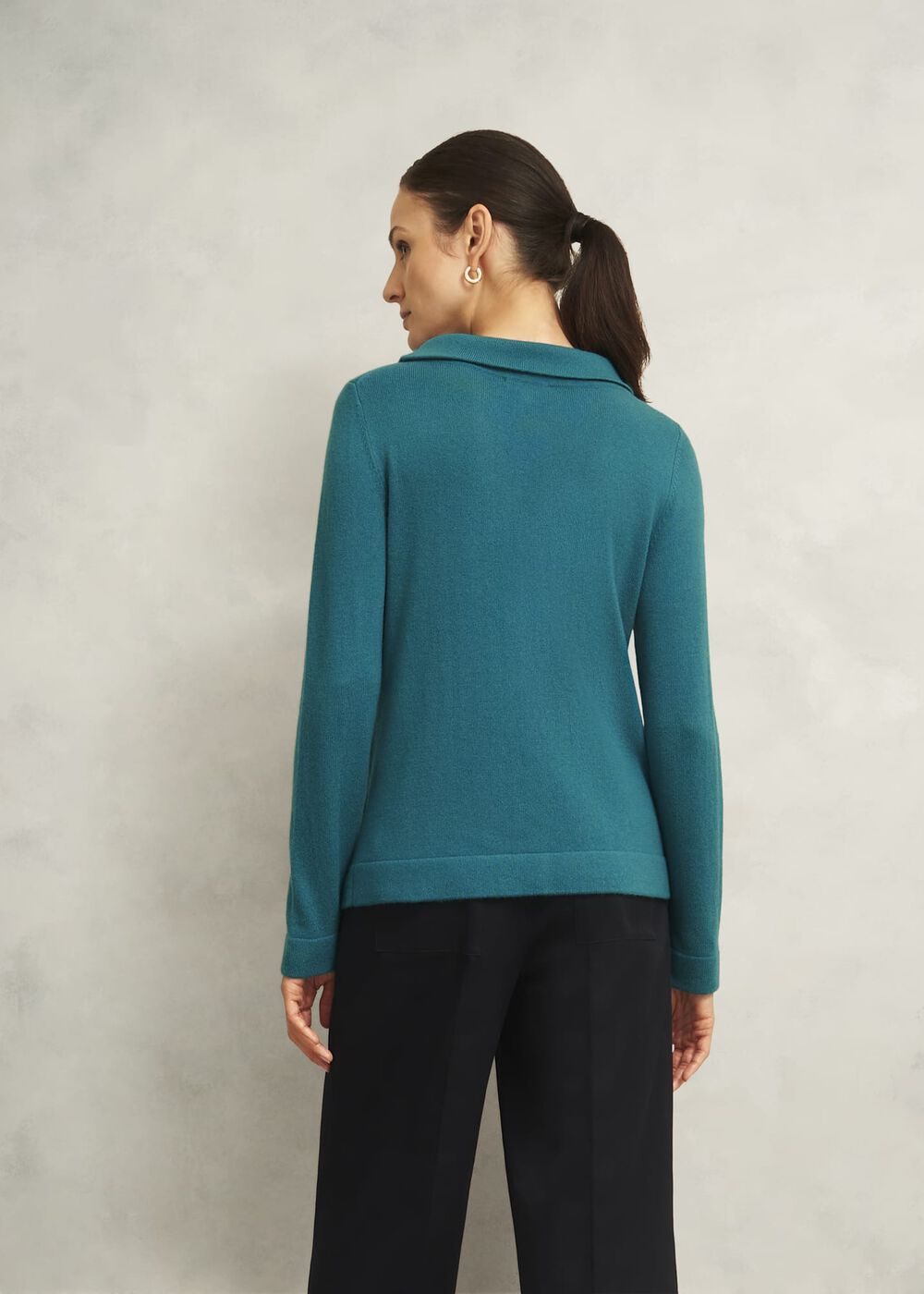 Dark Green Audrey Cashmere Blend Roll Neck Jumper, Deep Lake Green, hi-res