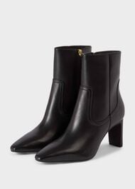 Fiona Leather Ankle Boots, Black, hi-res