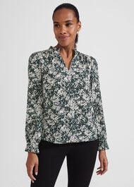 Delany Blouse, Green Ivory, hi-res