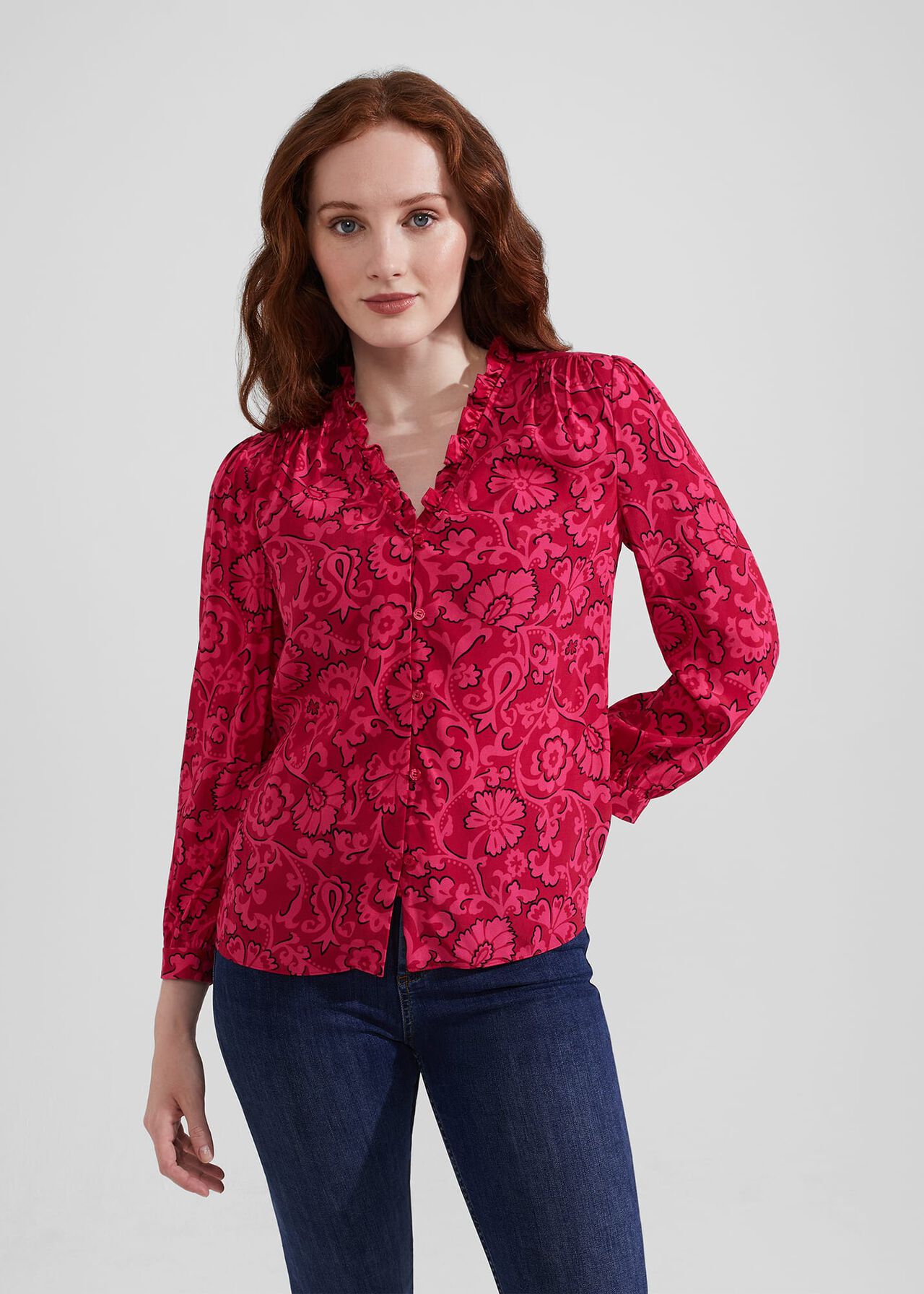 Gloria Blouse, Red Pink, hi-res