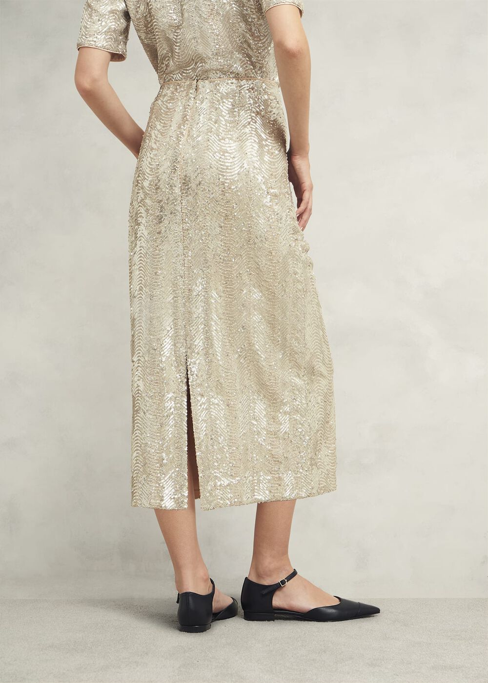 Marlowe Sequin Skirt, Silver, hi-res