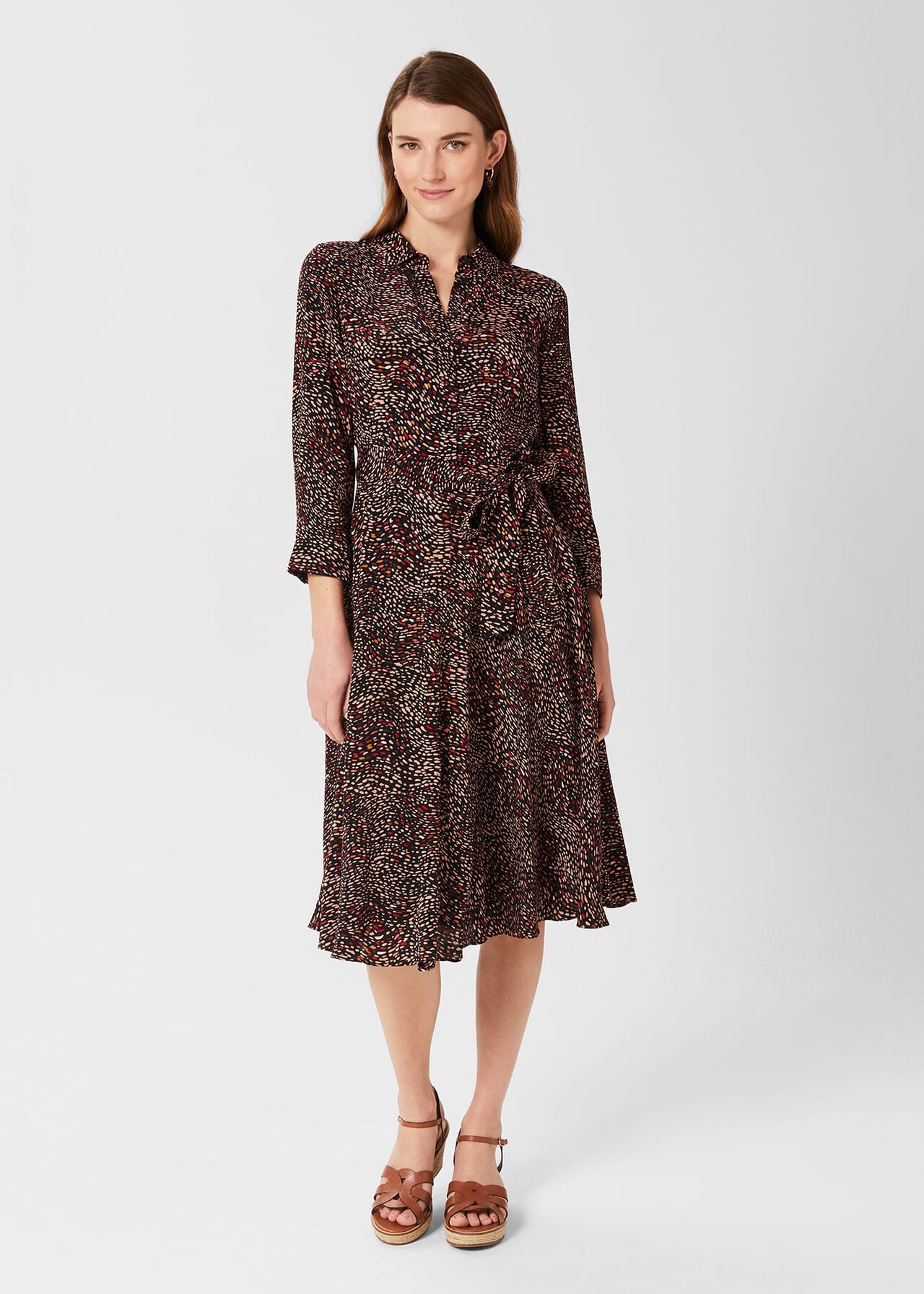 Alex Printed Shirt Dress, Black Multi, hi-res