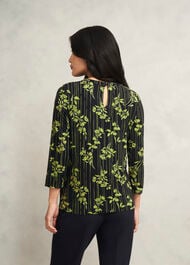 Julia Printed Top, Navy Green, hi-res