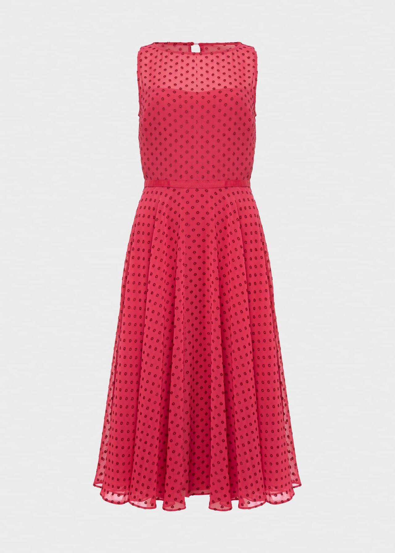 Petite Della Spot Fit And Flare Dress, Fuchsia Pink, hi-res