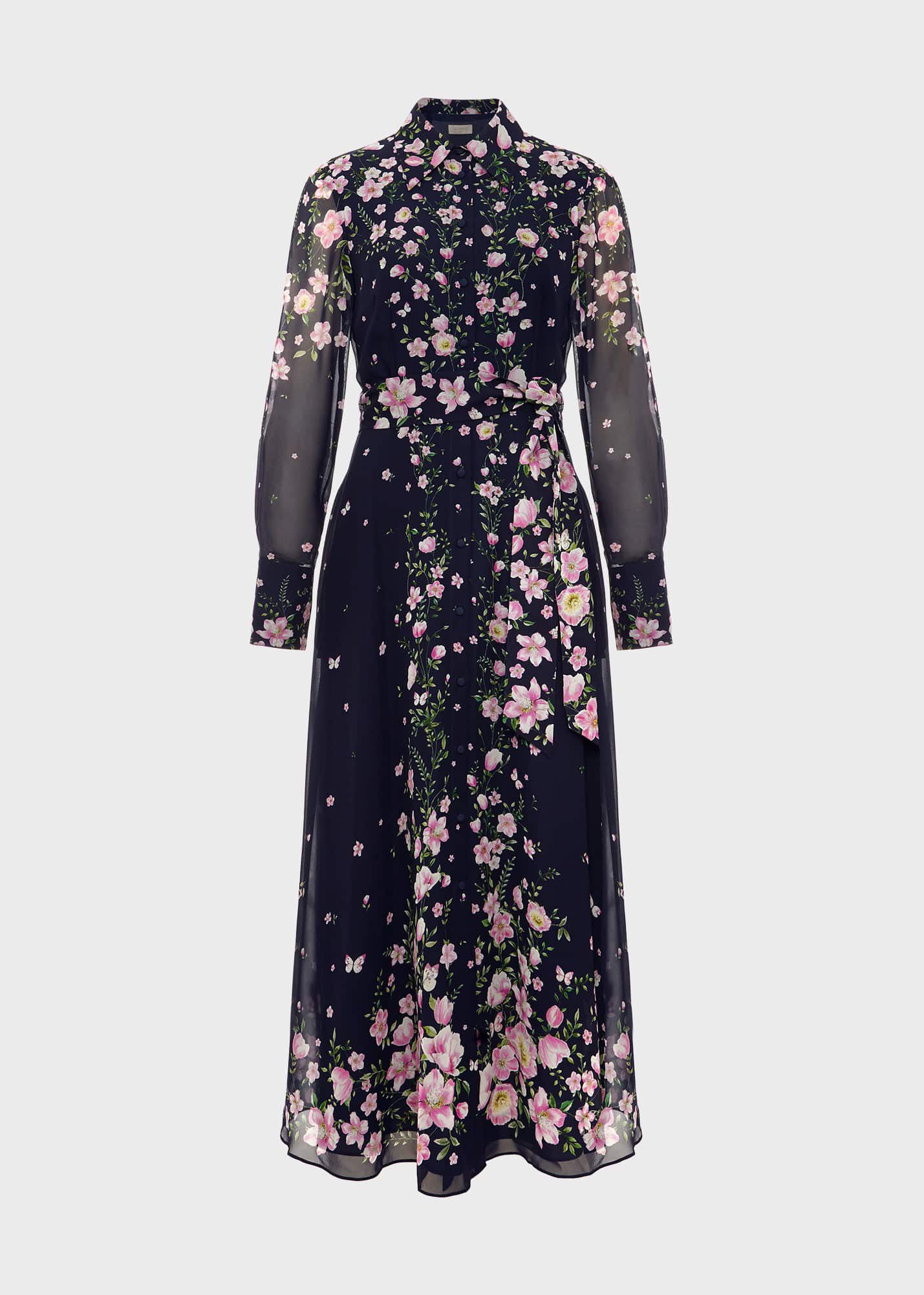 Petite Juliet Floral Silk Dress Hobbs AU