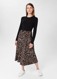Harlie Knitted Dress, Black Brown, hi-res