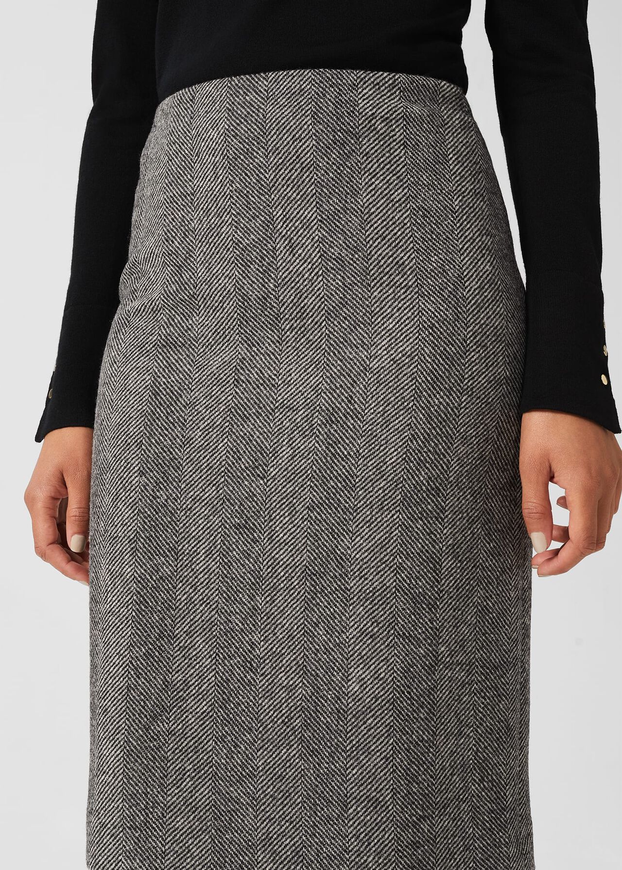 Daphne Wool Skirt, Black Ivory, hi-res