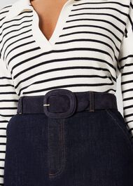 Abbie Suede Belt, Navy, hi-res