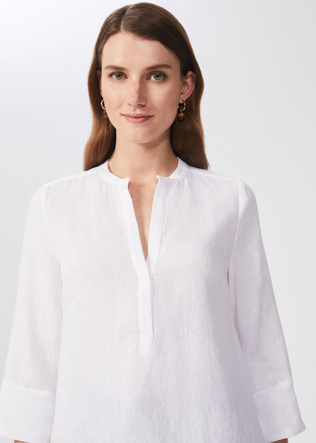 Rosemary Linen Top, White, hi-res
