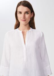 Rosemary Linen Top, White, hi-res