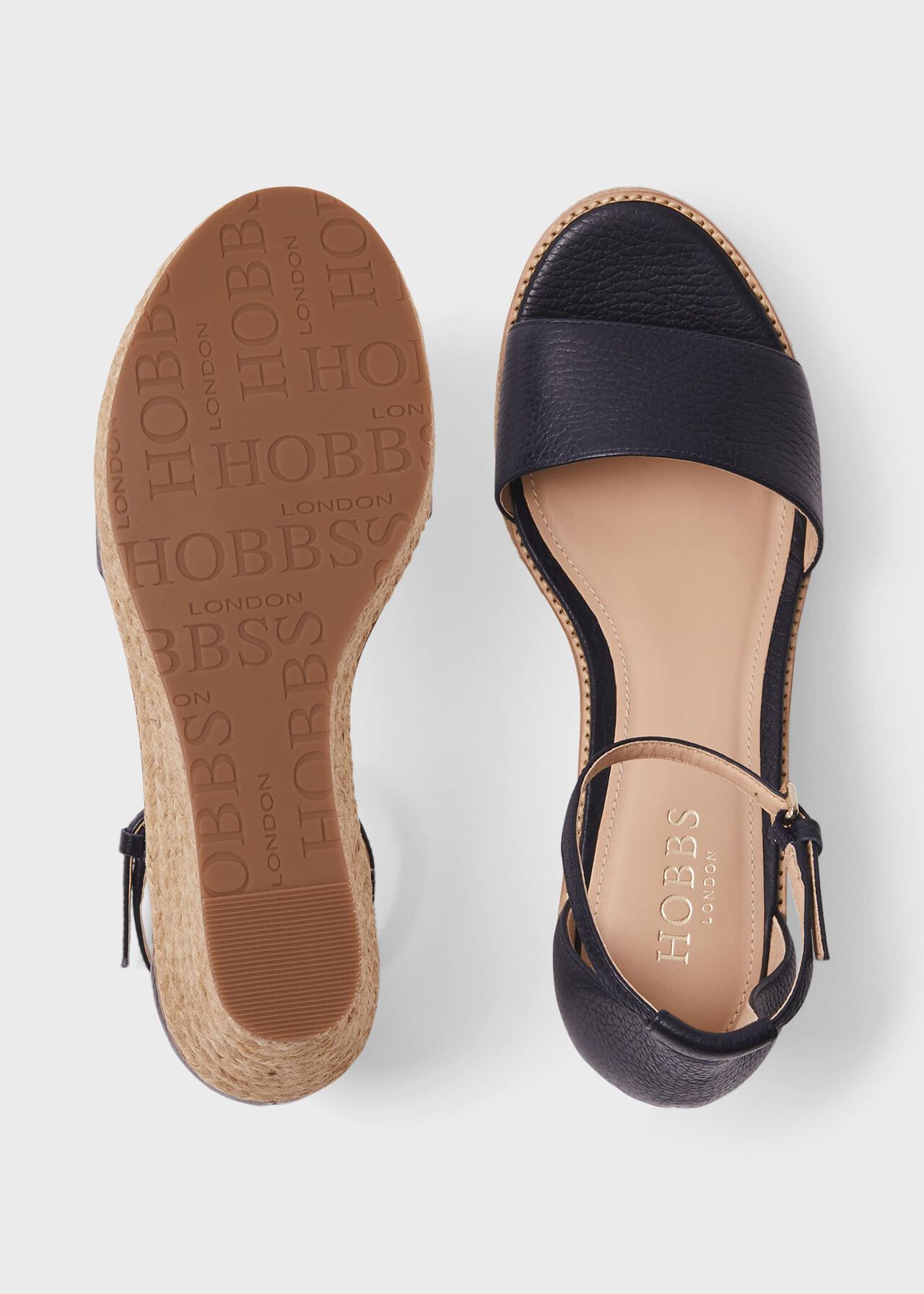Vespa Leather Wedge Espadrilles, Navy, hi-res