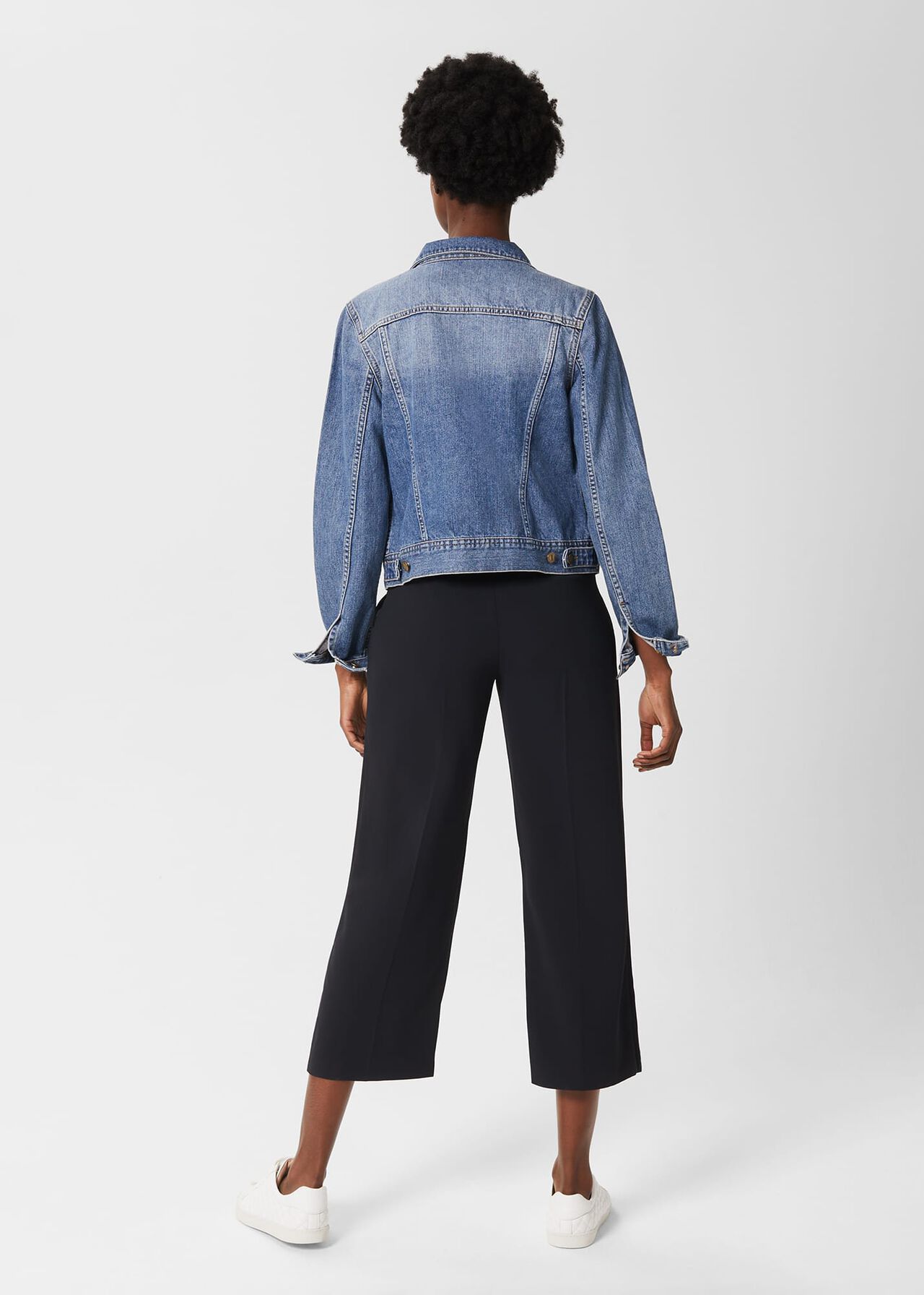 Lula Cropped Trousers With Stretch, Navy, hi-res