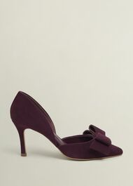 Elva Suede Bow Courts, Onyx Red, hi-res