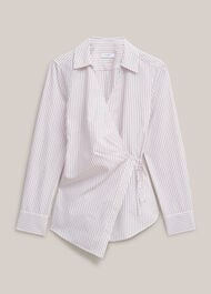 Kinsley Tie Front Shirt, Pink White, hi-res