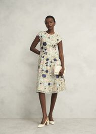 Petite Tia Embroidered Dress, Cream Multi, hi-res