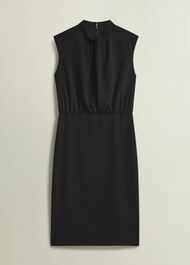 Camille Twist Neck Dress, Black, hi-res