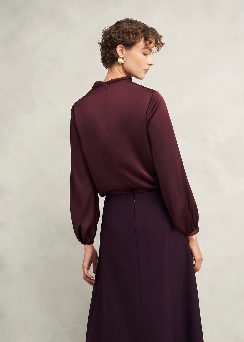 Lulworth Satin Blouse, Cocoa Brown, hi-res