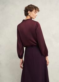Lulworth Satin Blouse, Cocoa Brown, hi-res