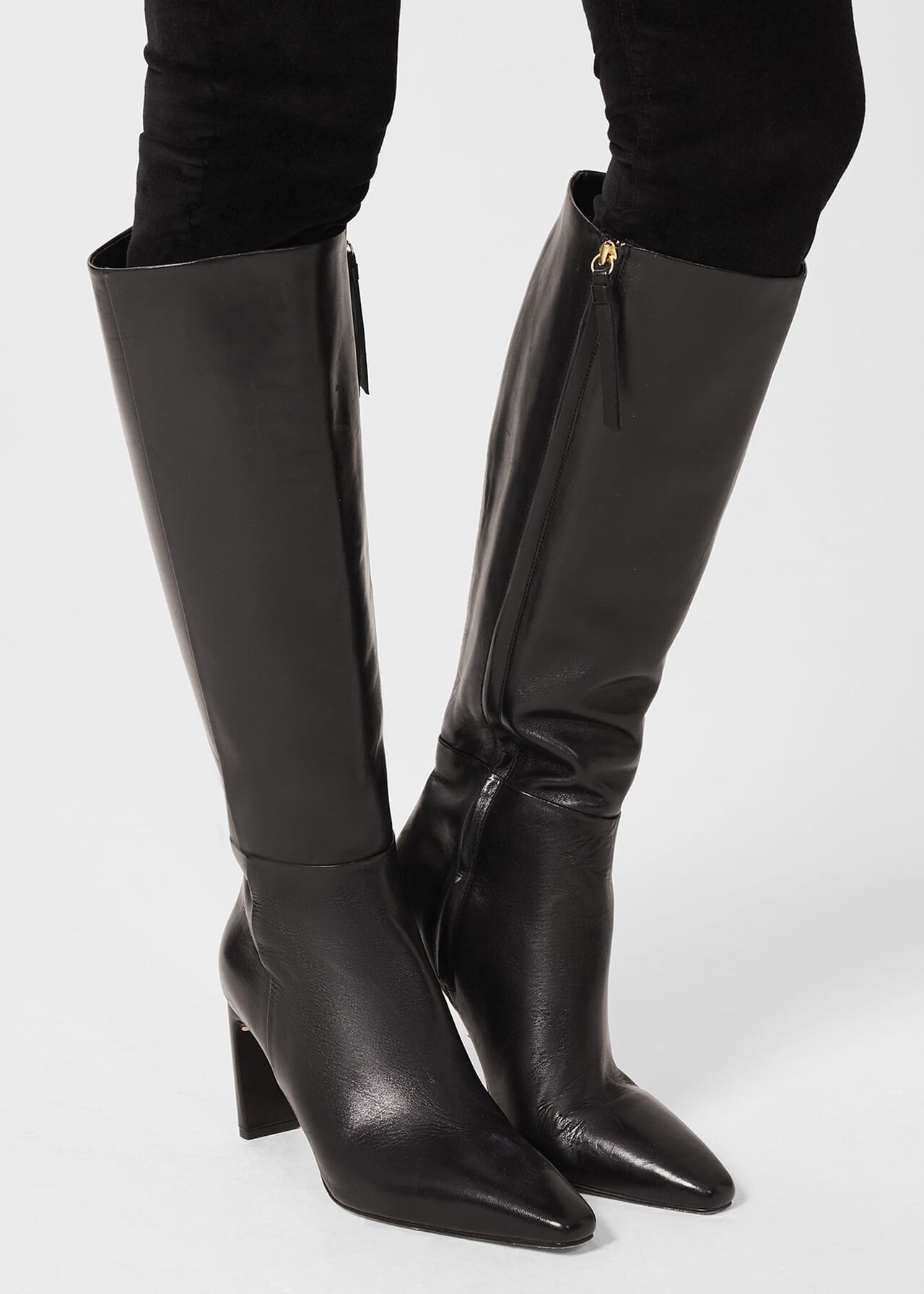 Alma Leather Knee Boots, Black, hi-res