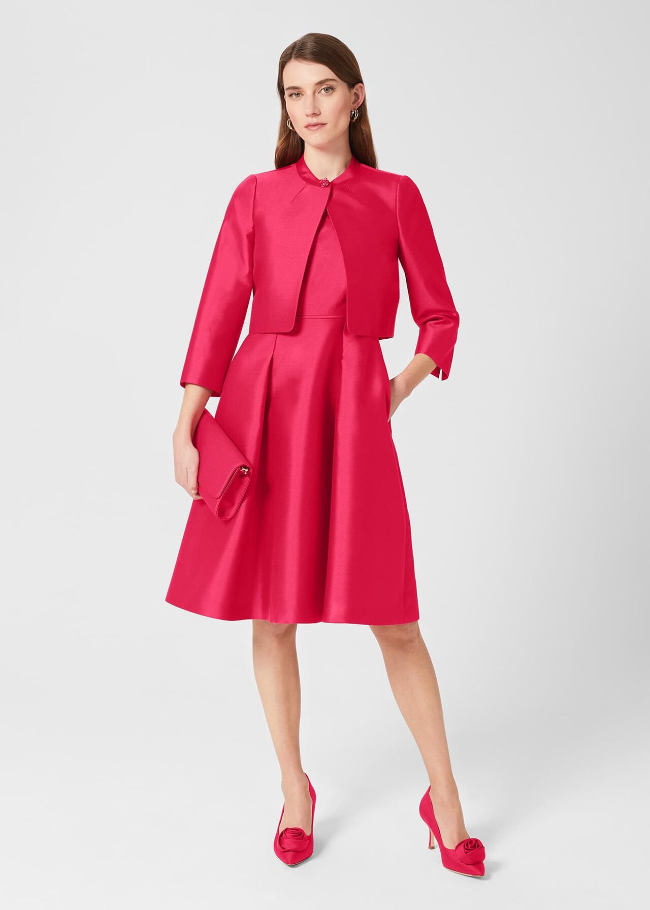 Julietta Silk Blend Jacket, Fuchsia Pink, hi-res