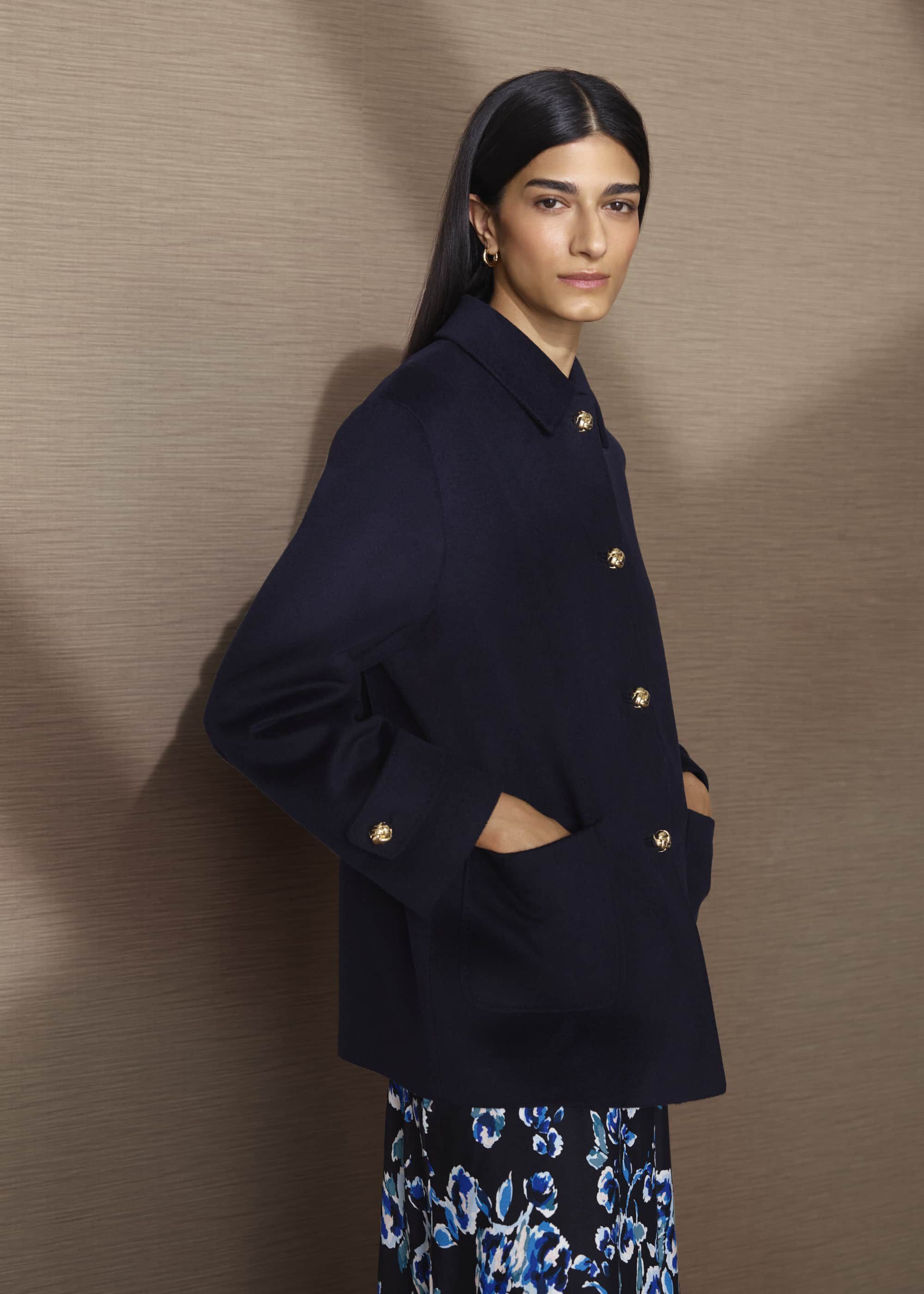 海外限定】Hobbsウールコート☆Payton Wool Blend Coat, Navy