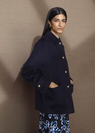 Erin Wool Blend Coat, Navy, hi-res