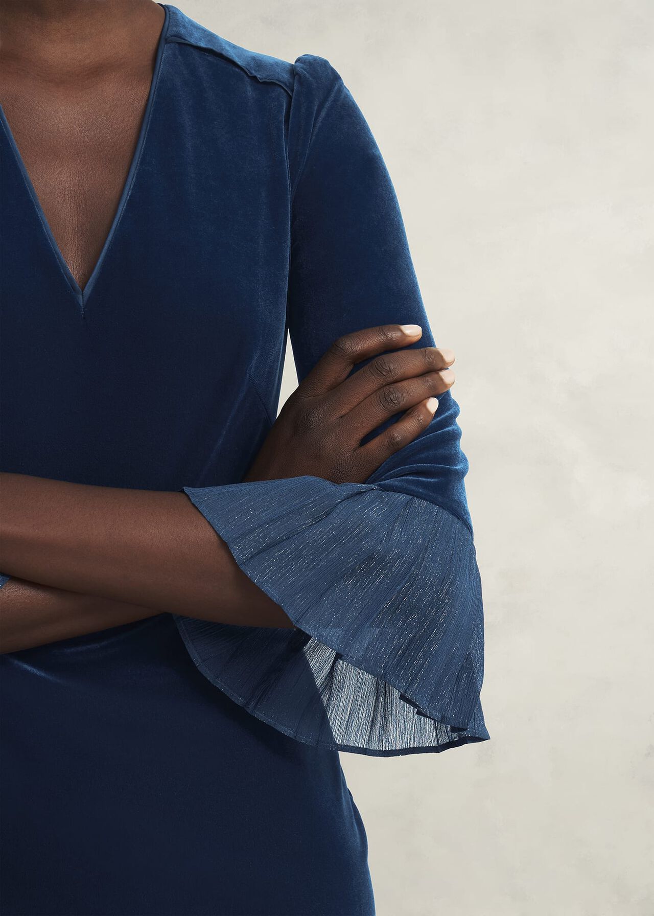 Mary Velvet Dress, Riverside Blue, hi-res