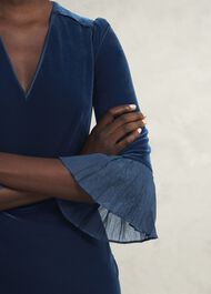 Mary Velvet Dress, Riverside Blue, hi-res