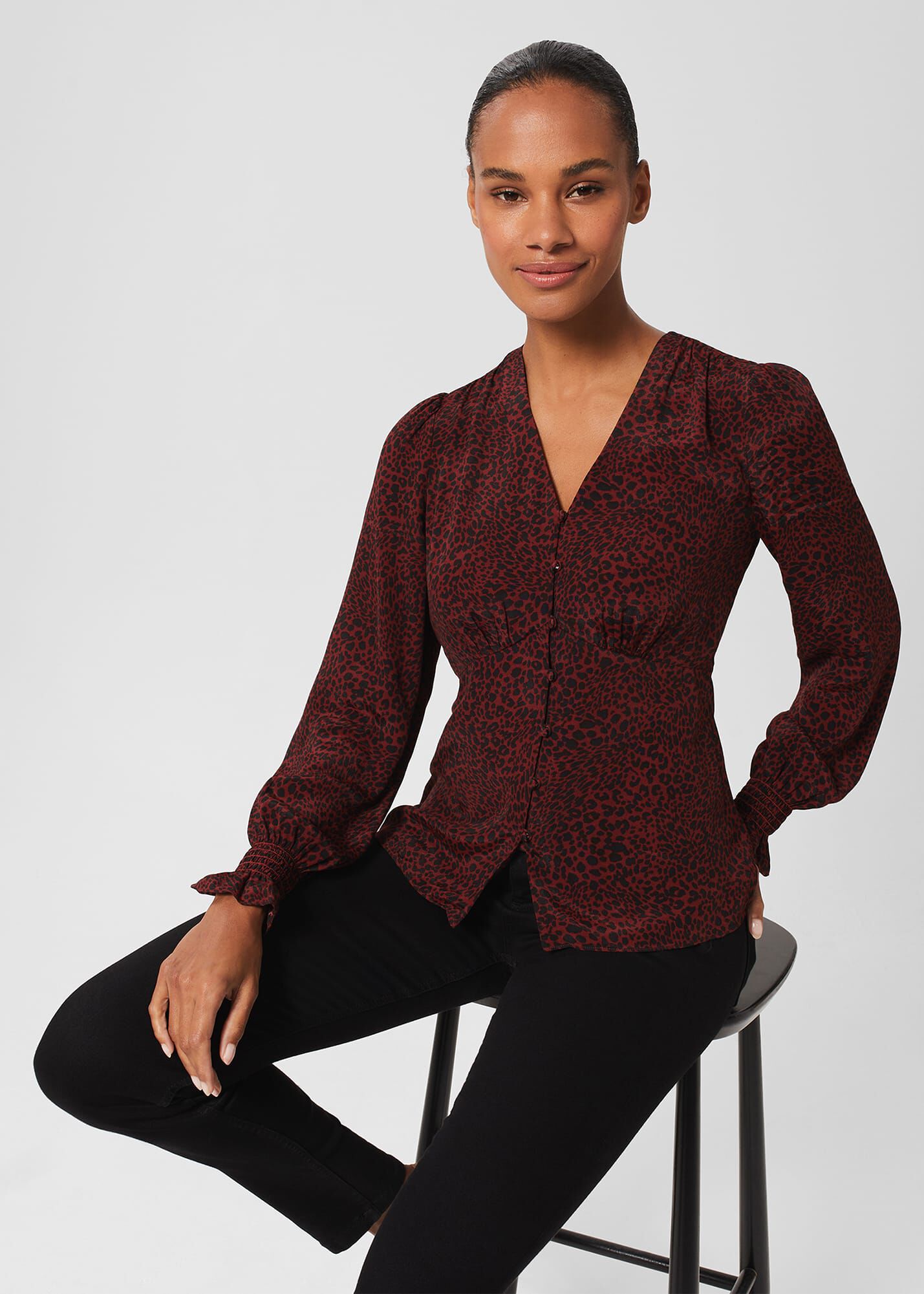 Burgundy blouse sales