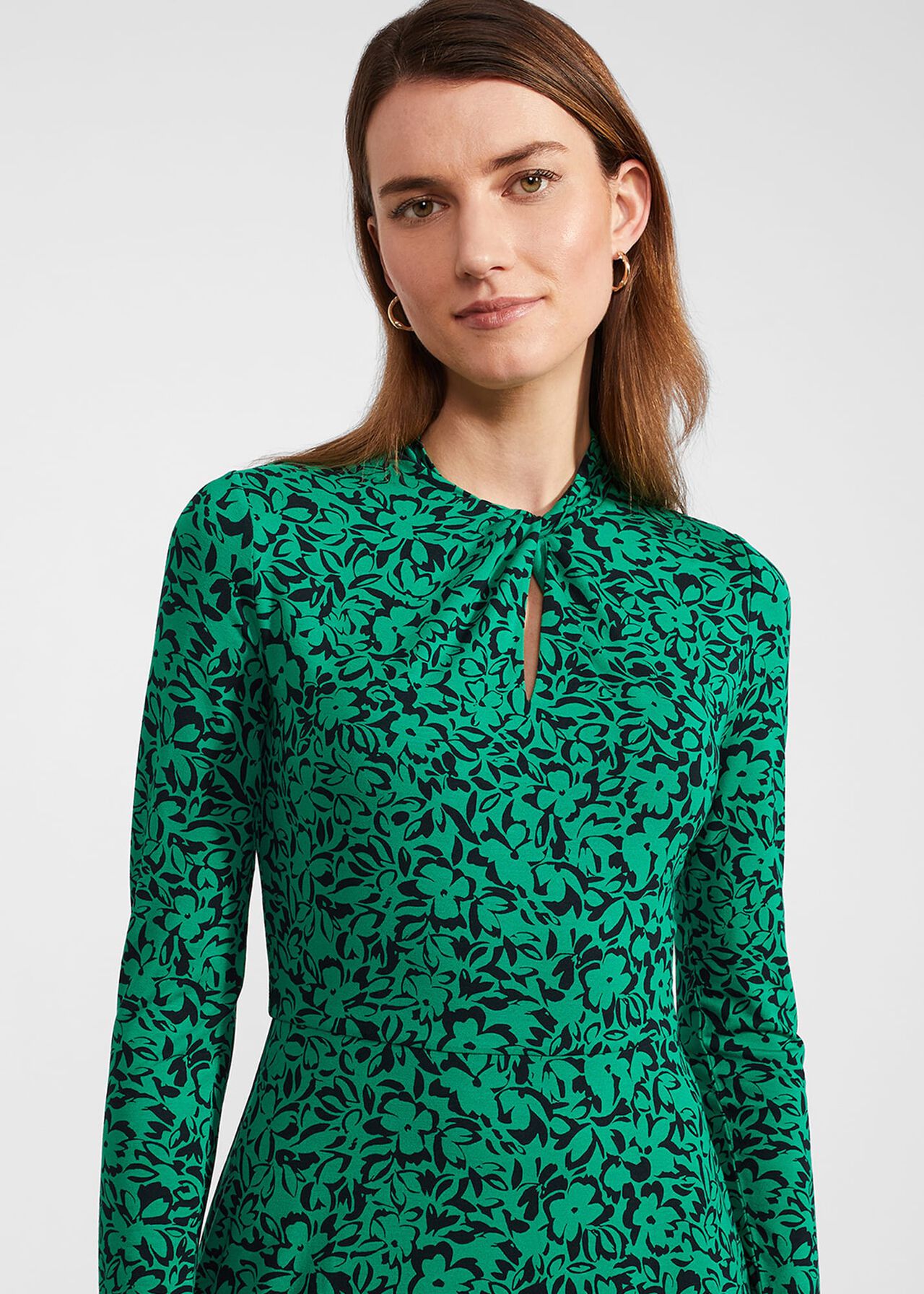Petite Yasmin Jersey Dress, Green Navy, hi-res