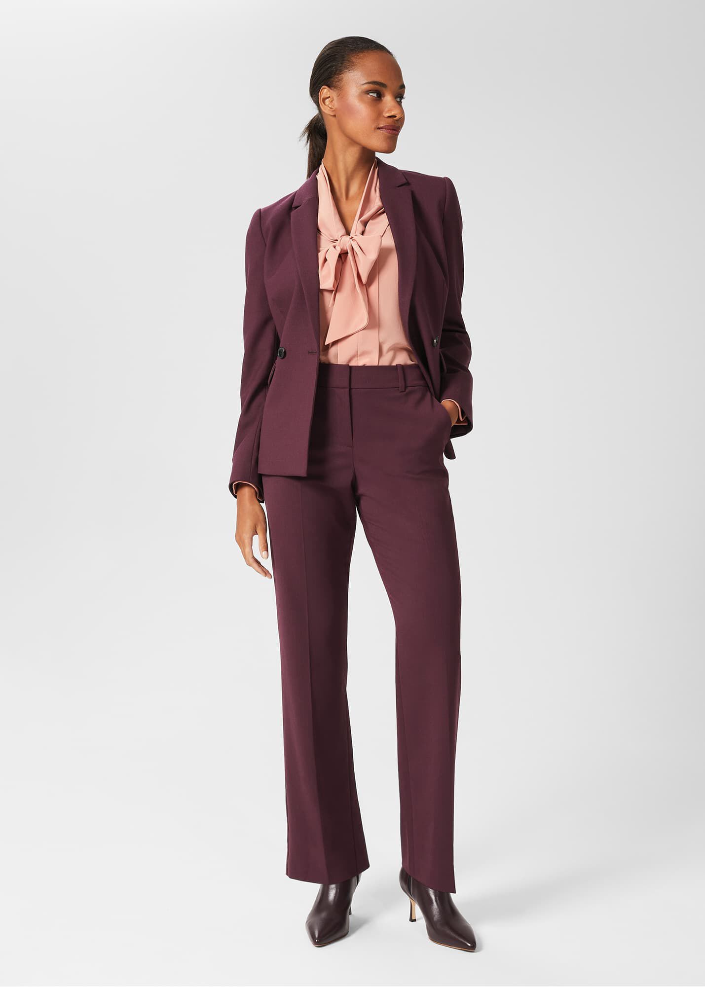 Burgundy Formal Pantsuit for Office Women, Slim Fit Blazer Trouser Suit for  Women, Business Women Suit With Buttoned Blazer - Etsy
