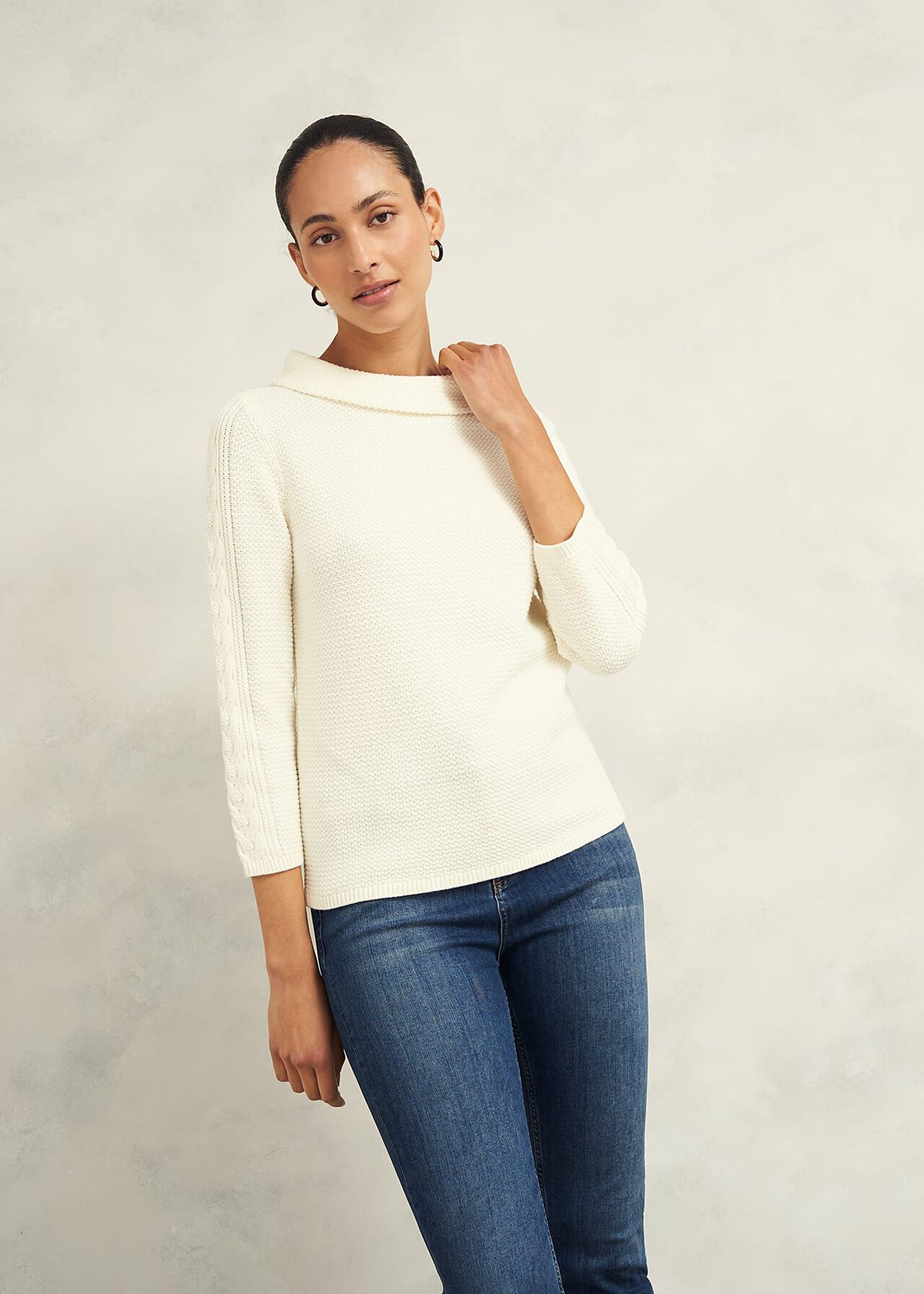 Camilla Cotton Sweater, Warm Ivory, hi-res