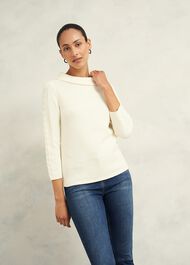 Camilla Cotton Sweater, Warm Ivory, hi-res