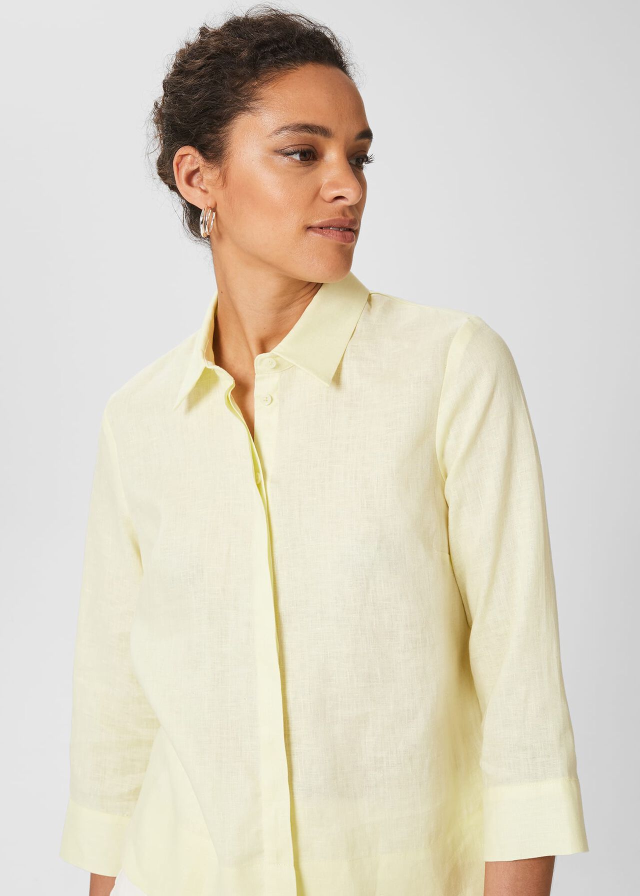 Nita Boxy Linen Shirt, Light Yellow, hi-res