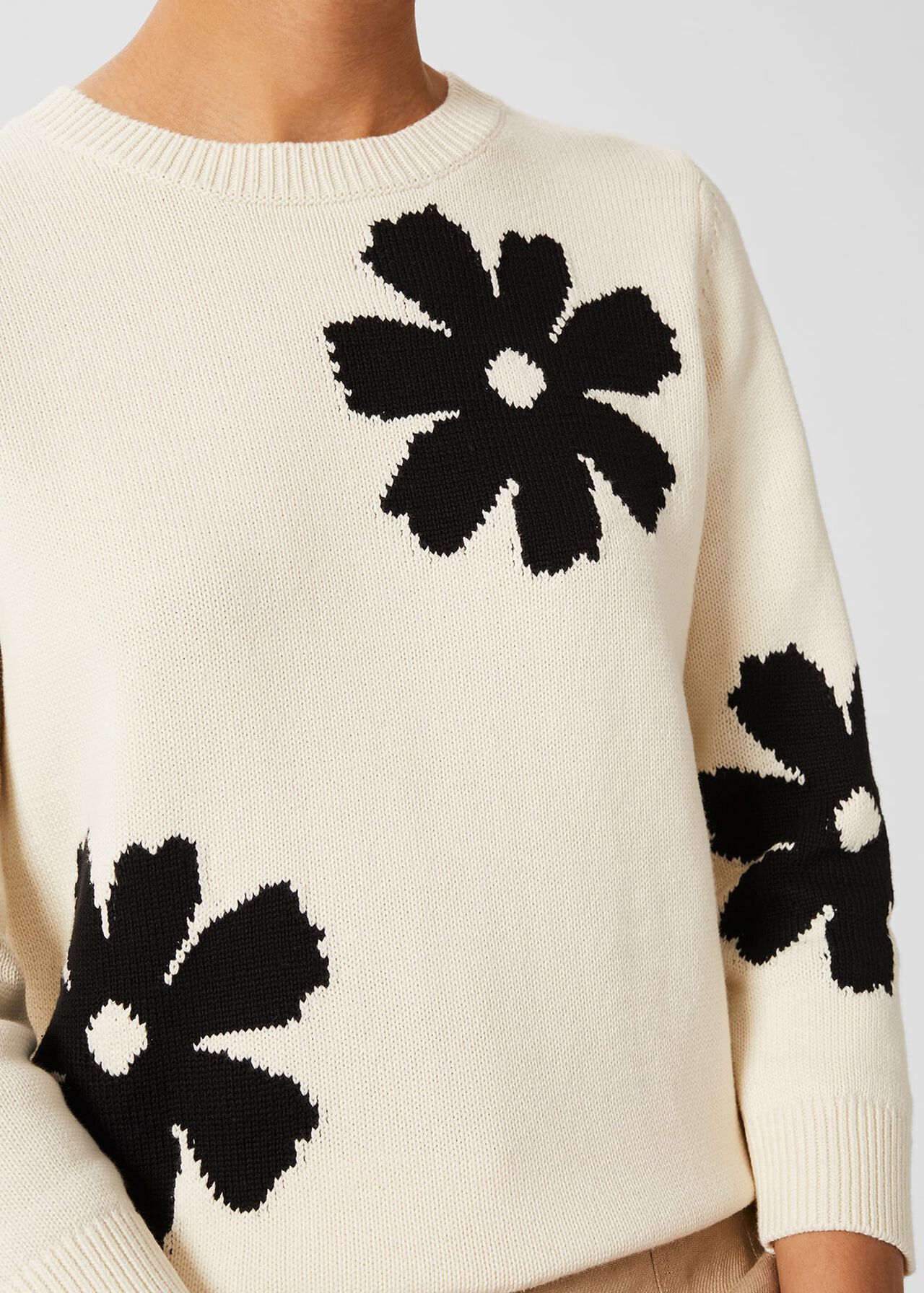 Ira Flower Jumper, Ivory Black, hi-res