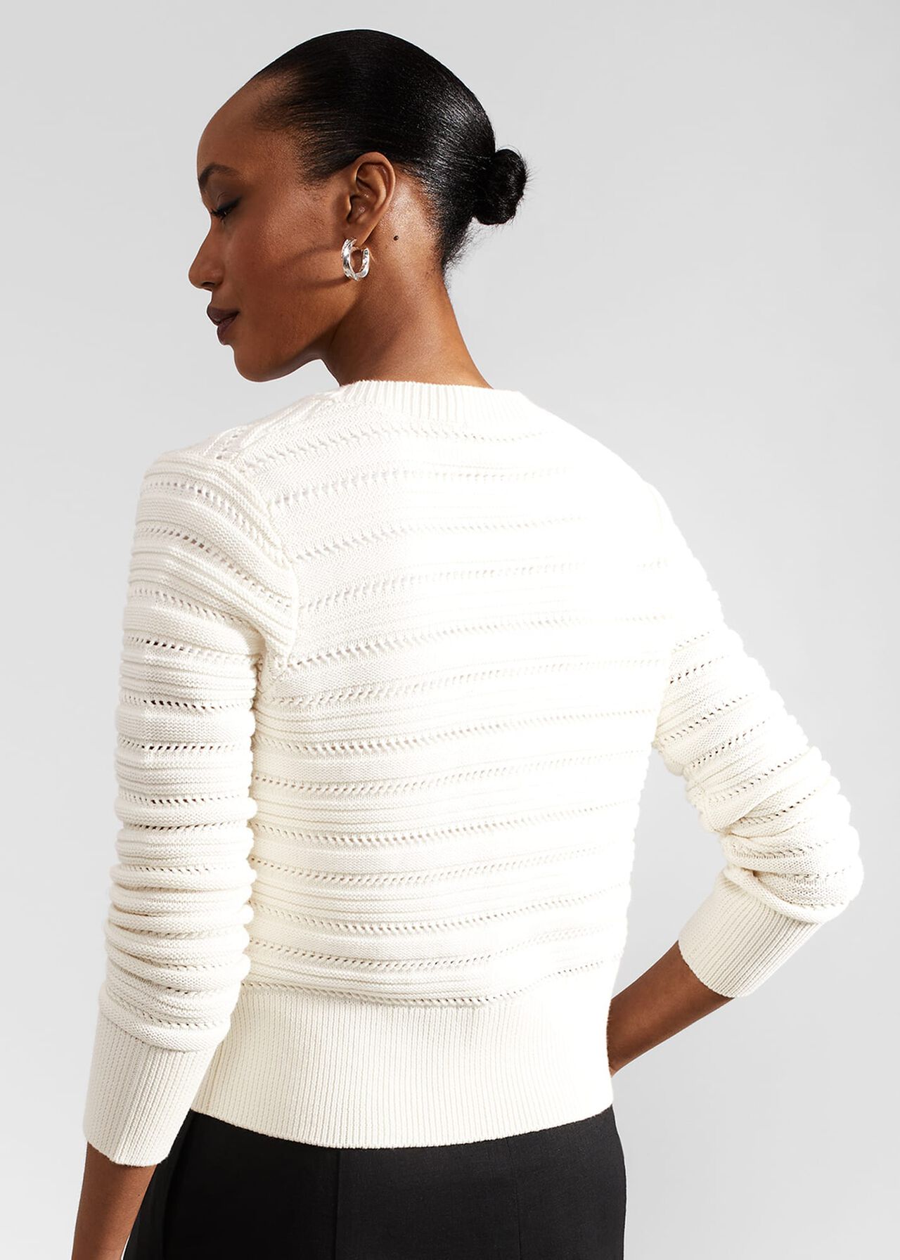 Naomi Cotton Cardigan, Ivory, hi-res