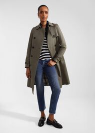 Lisa Trench Shower Resistant Trench Coat, Olive Green, hi-res