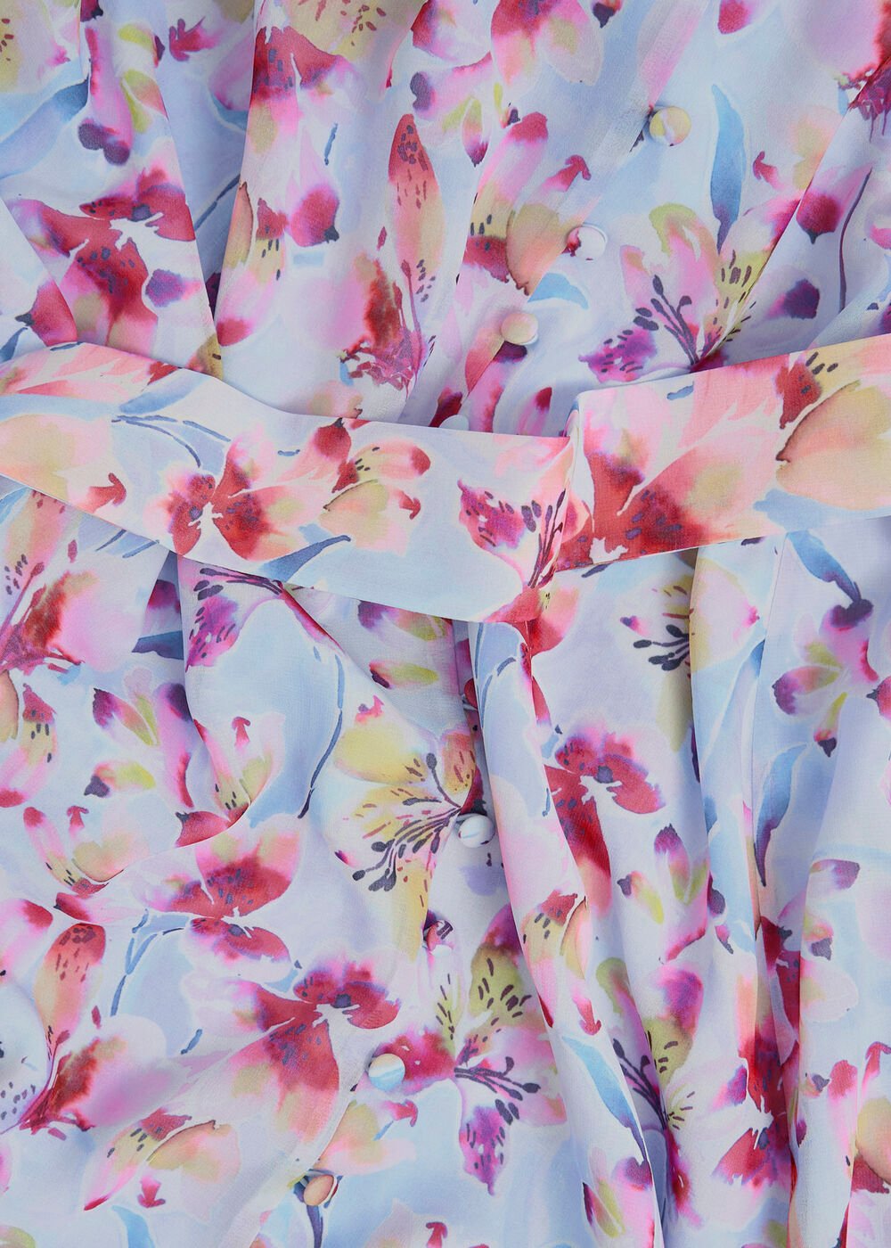 Petite Thea Tie Belted Dress, Pale Blue Multi, hi-res