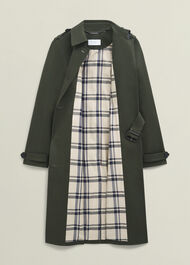 Petite Hallie Shower Resistant Trench Coat, Woodland Green, hi-res