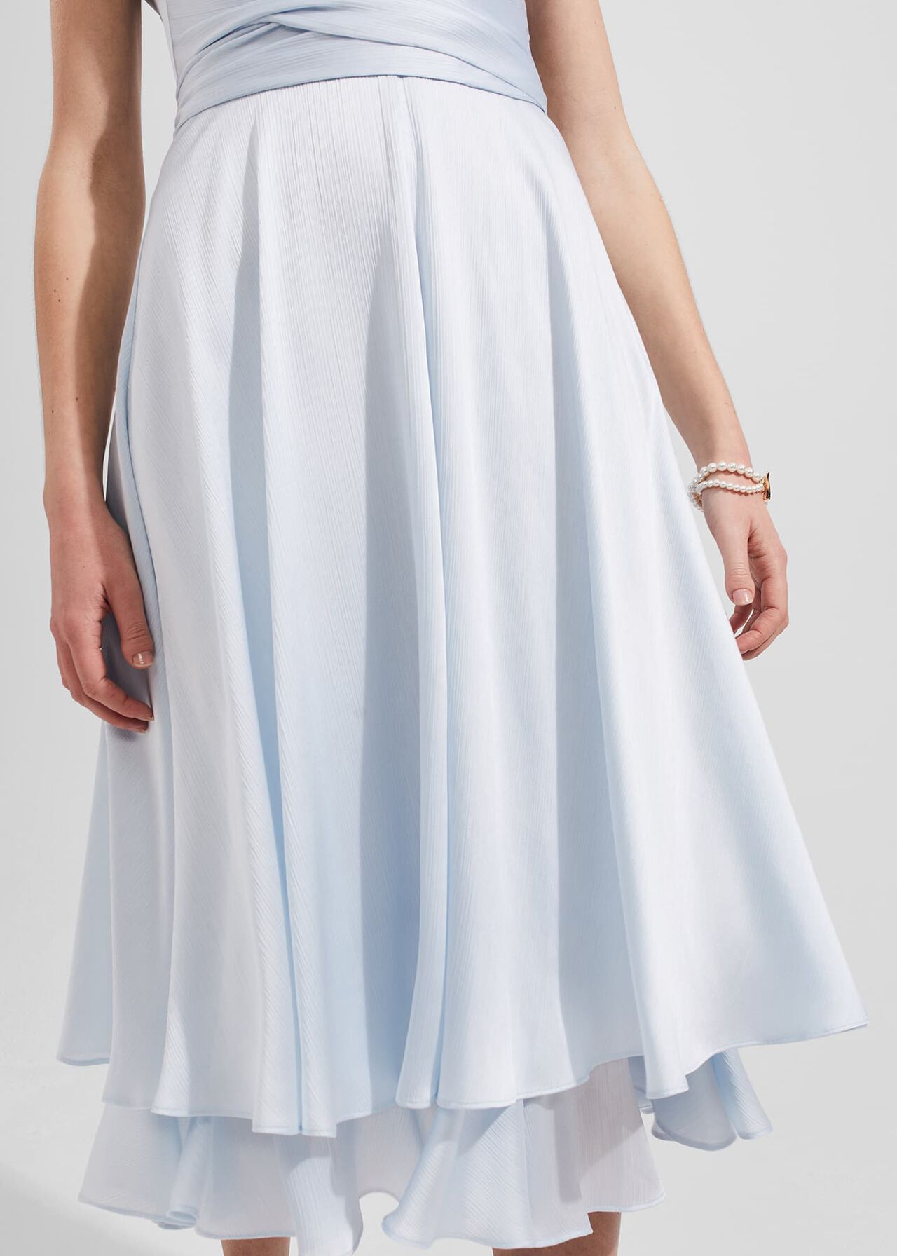 Viola Satin Fit And Flare Dress, Pale Blue, hi-res