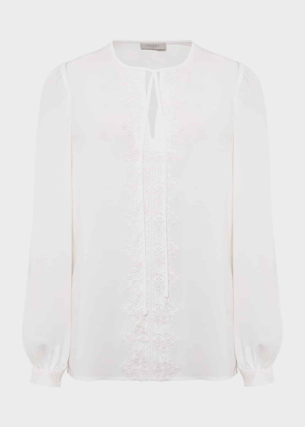 Leena Lace Trim Blouse, Ivory, hi-res