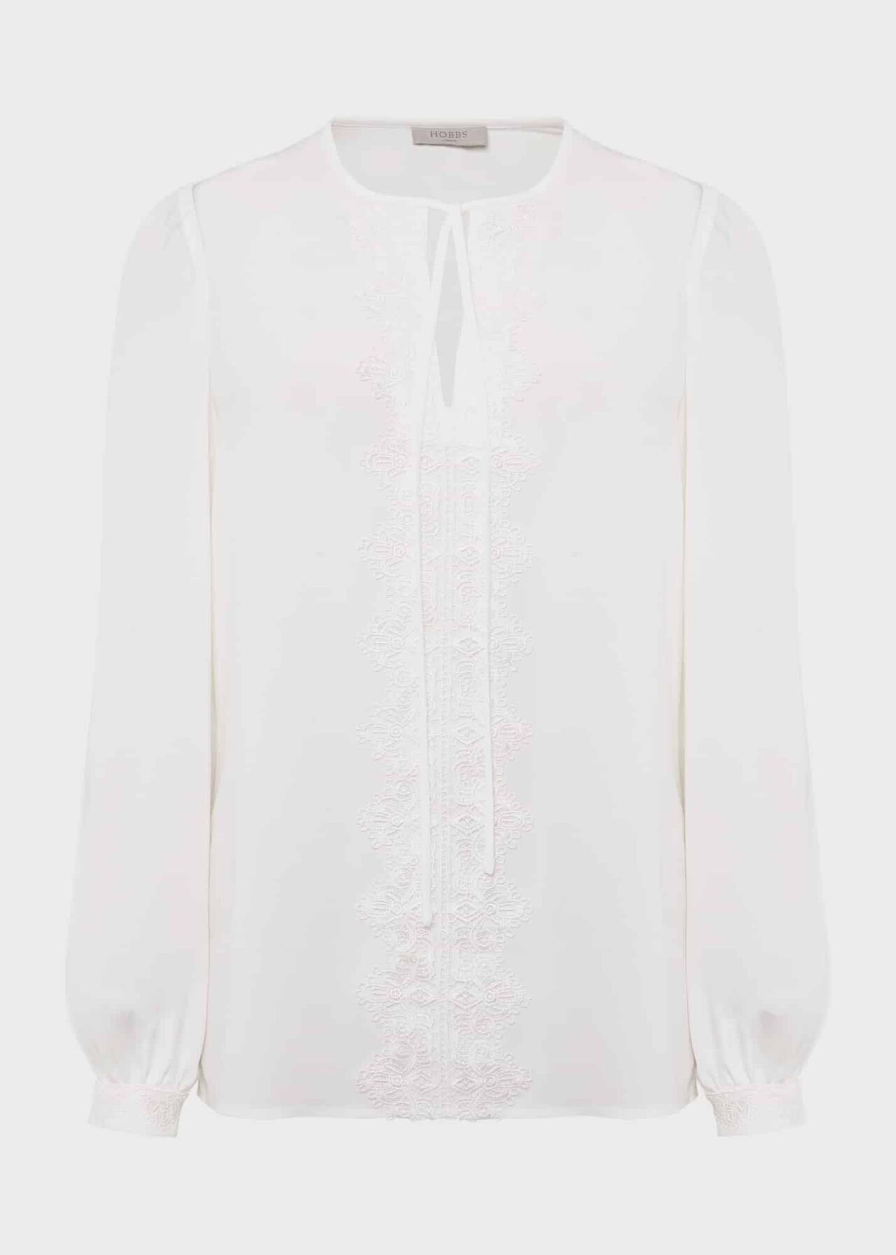 Leena Lace Trim Blouse, Ivory, hi-res