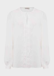 Leena Lace Trim Blouse, Ivory, hi-res
