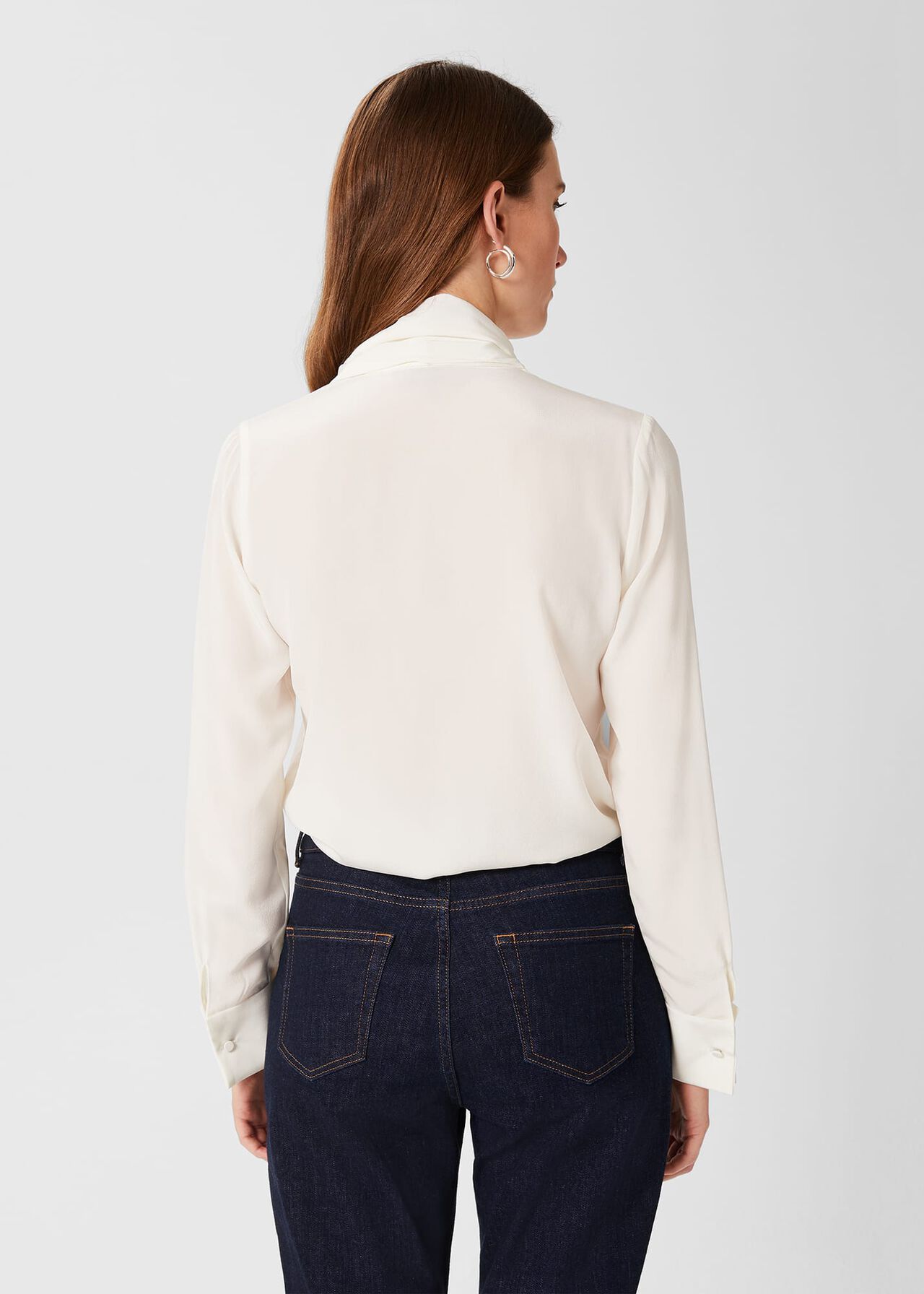 Pearl Silk Blouse, Ivory, hi-res
