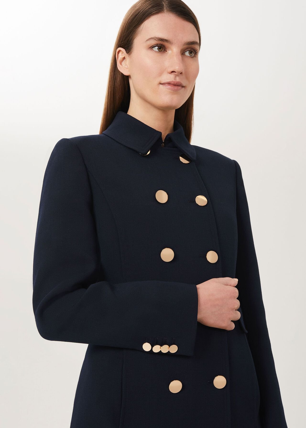 Cecelia Military Coat With Wool, Navy, hi-res
